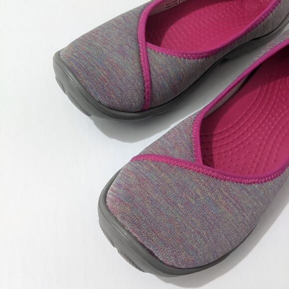 Crocs Flats Women's 8 Busy Day Ballet Pink Grey Slip On Stretch Loafer Shoes - Picture 10 of 10